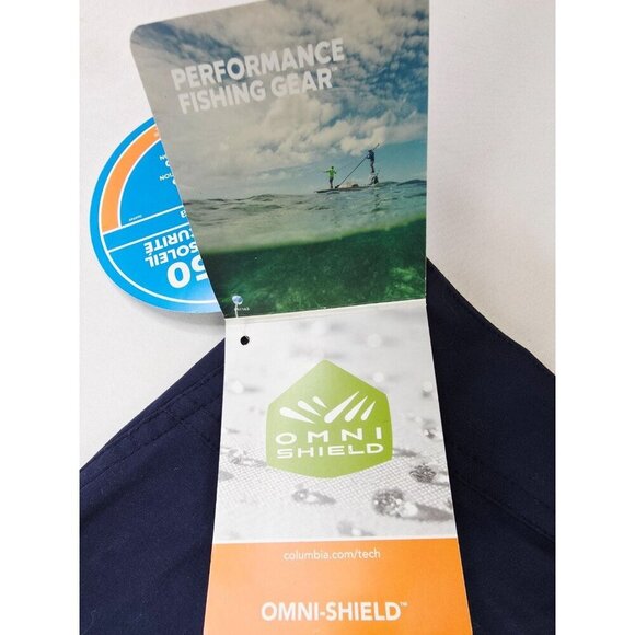 Columbia PFG Womens 10 Short Navy Omni Shield UPF 50 Repellency Logo Shorts NWT - Picture 10 of 16